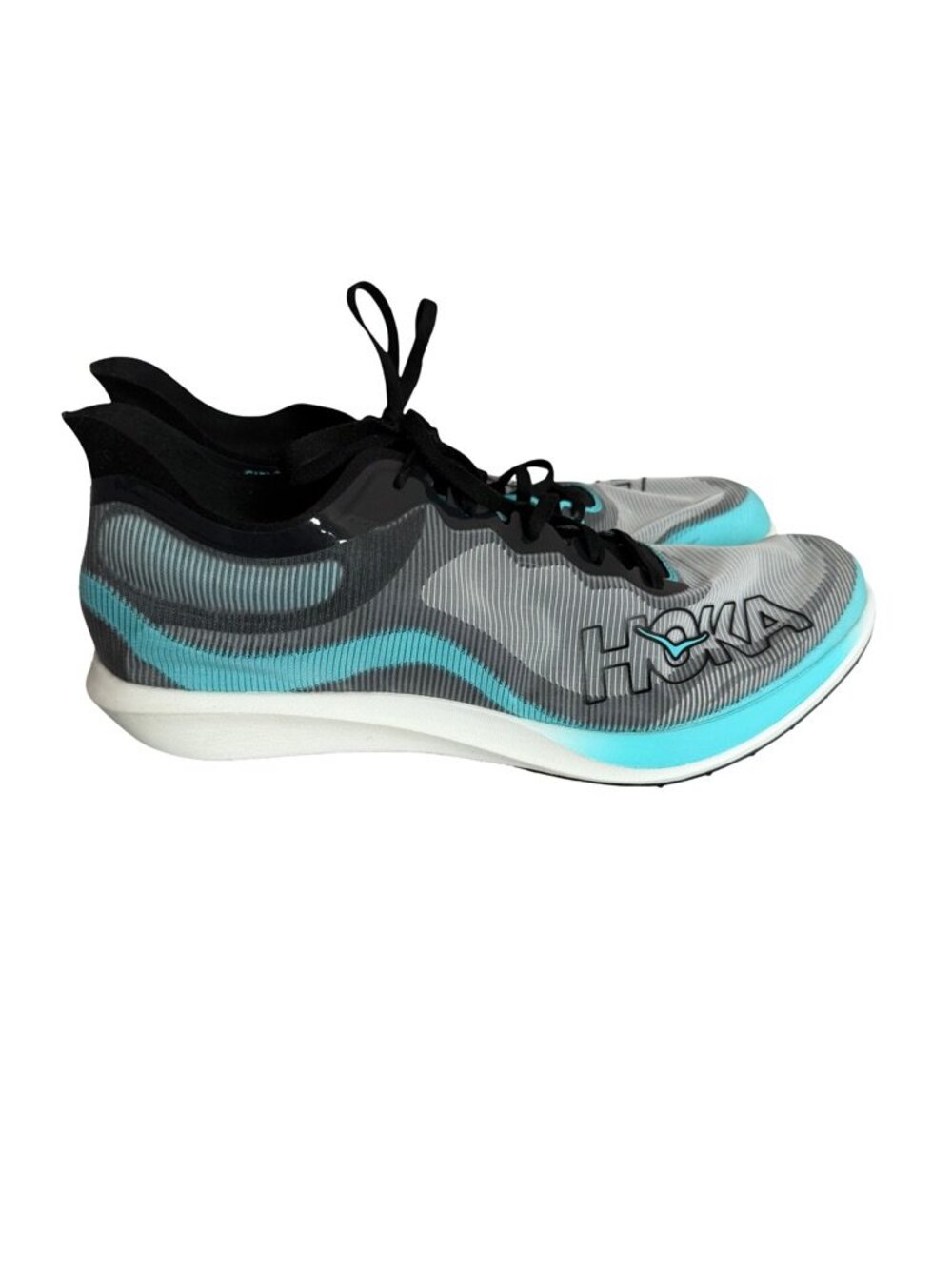 Hoka Grey Turquoise Cielo Flyx Elite Running Shoes Sneakers Road Size 11.5 Men's